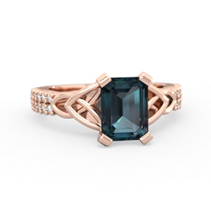 Alexandrite Celtic Knot 8X6 Emerald-Cut Engagement 14K Rose Gold ring R26448EM