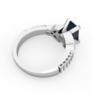 Alexandrite Celtic Knot 8X6 Emerald-Cut Engagement 14K White Gold ring R26448EM
