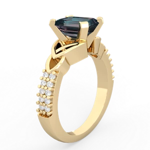 Alexandrite Celtic Knot 8X6 Emerald-Cut Engagement 14K Yellow Gold ring R26448EM