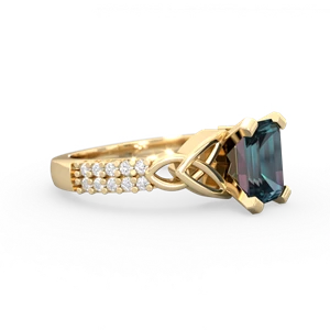 Alexandrite Celtic Knot 8X6 Emerald-Cut Engagement 14K Yellow Gold ring R26448EM