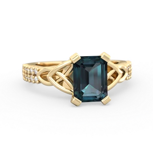 Alexandrite Celtic Knot 8X6 Emerald-Cut Engagement 14K Yellow Gold ring R26448EM