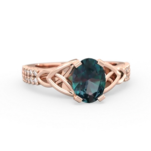 Alexandrite Celtic Knot 8X6 Oval Engagement 14K Rose Gold ring R26448VL