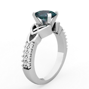 Alexandrite Celtic Knot 8X6 Oval Engagement 14K White Gold ring R26448VL