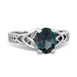 Thumbnail for Lab Alexandrite Celtic Knot Engagement 14K White Gold ring R26448VL - top view