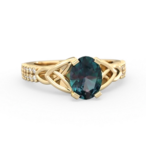 Alexandrite Celtic Knot 8X6 Oval Engagement 14K Yellow Gold ring R26448VL