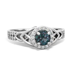 Alexandrite Celtic Knot Halo 14K White Gold ring R26445RH