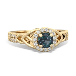 Alexandrite Celtic Knot Halo 14K Yellow Gold ring R26445RH