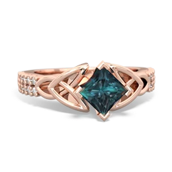 Alexandrite Celtic Knot 5Mm Square Engagement 14K Rose Gold ring R26445SQ