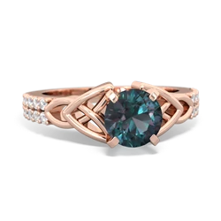 Alexandrite Celtic Knot 6Mm Round Engagement 14K Rose Gold ring R26446RD