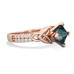 Alexandrite Celtic Knot 6Mm Princess Engagement 14K Rose Gold ring R26446SQ