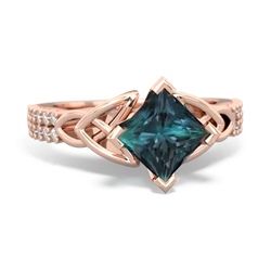 Alexandrite Celtic Knot 6Mm Princess Engagement 14K Rose Gold ring R26446SQ