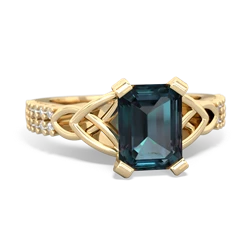 Alexandrite Celtic Knot 8X6 Emerald-Cut Engagement 14K Yellow Gold ring R26448EM