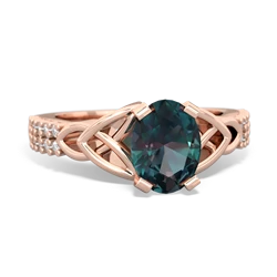 Alexandrite Celtic Knot 8X6 Oval Engagement 14K Rose Gold ring R26448VL