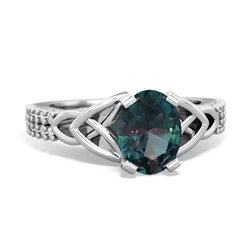 Alexandrite Celtic Knot 8X6 Oval Engagement 14K White Gold ring R26448VL