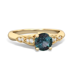 Thumbnail for Lab Alexandrite Antique Elegance 14K Yellow Gold ring R3100 - top view