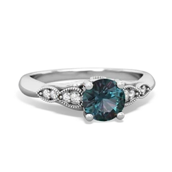 Alexandrite Antique Elegance 14K White Gold ring R3100