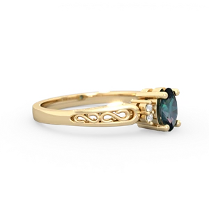 Alexandrite Filligree Scroll Oval 14K Yellow Gold ring R0812