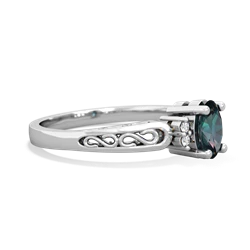 Alexandrite Filligree Scroll Oval 14K White Gold ring R0812