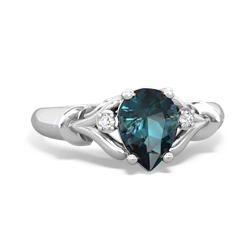 Alexandrite Precious Pear 14K White Gold ring R0826