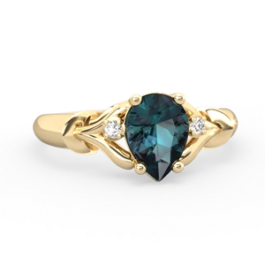 Alexandrite Precious Pear 14K Yellow Gold ring R0826