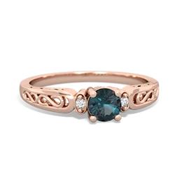 Alexandrite Filligree Scroll Round 14K Rose Gold ring R0829