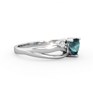 Alexandrite Split Band Swirl 14K White Gold ring R2130