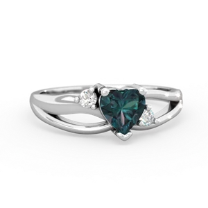 Alexandrite Split Band Swirl 14K White Gold ring R2130