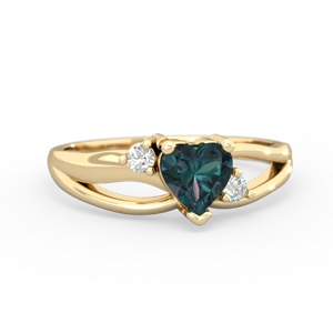 Alexandrite Split Band Swirl 14K Yellow Gold ring R2130