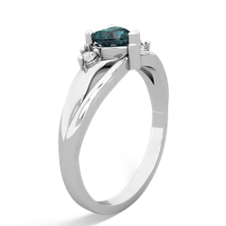 Alexandrite Split Band Swirl 14K White Gold ring R2130