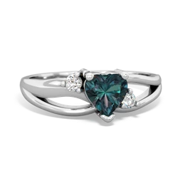 Alexandrite Split Band Swirl 14K White Gold ring R2130