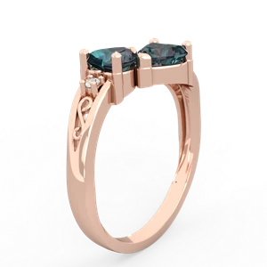 Alexandrite Snuggling Hearts 14K Rose Gold ring R2178