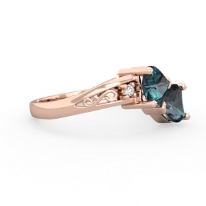 Alexandrite Snuggling Hearts 14K Rose Gold ring R2178