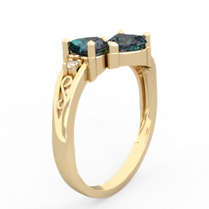 Alexandrite Snuggling Hearts 14K Yellow Gold ring R2178