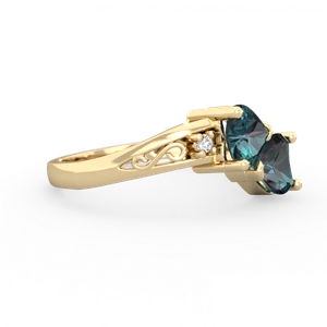 Alexandrite Snuggling Hearts 14K Yellow Gold ring R2178