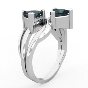 Alexandrite Split Band Swirl 14K White Gold ring R2341
