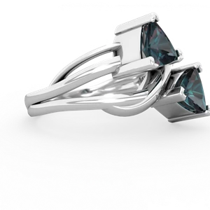 Alexandrite Split Band Swirl 14K White Gold ring R2341