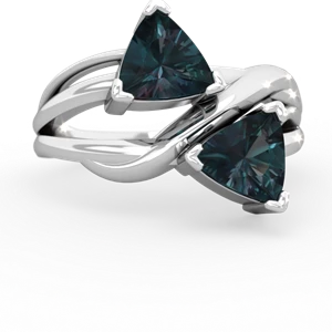 Alexandrite Split Band Swirl 14K White Gold ring R2341