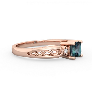 Alexandrite Filligree Scroll Square 14K Rose Gold ring R2430