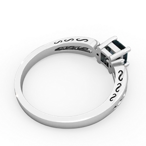 Alexandrite Filligree Scroll Square 14K White Gold ring R2430