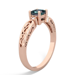 Alexandrite Filligree Scroll Square 14K Rose Gold ring R2430