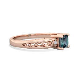 Alexandrite Filligree Scroll Square 14K Rose Gold ring R2430