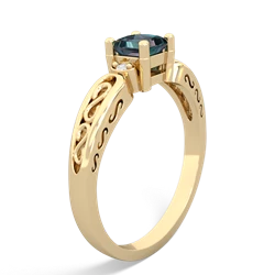 Alexandrite Filligree Scroll Square 14K Yellow Gold ring R2430