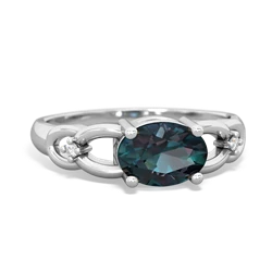 Alexandrite Links 14K White Gold ring R4032