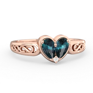 Alexandrite Filligree 'One Heart' 14K Rose Gold ring R5070