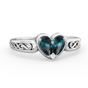 Alexandrite Filligree 'One Heart' 14K White Gold ring R5070