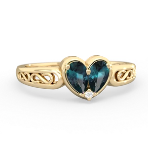 Alexandrite Filligree 'One Heart' 14K Yellow Gold ring R5070
