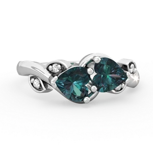 Alexandrite Floral Elegance 14K White Gold ring R5790