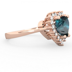 Alexandrite Sparkling Halo Heart 14K Rose Gold ring R0391
