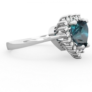 Alexandrite Sparkling Halo Heart 14K White Gold ring R0391