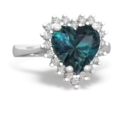 Thumbnail for Lab Alexandrite Halo Heart 14K White Gold ring R0391 - top view